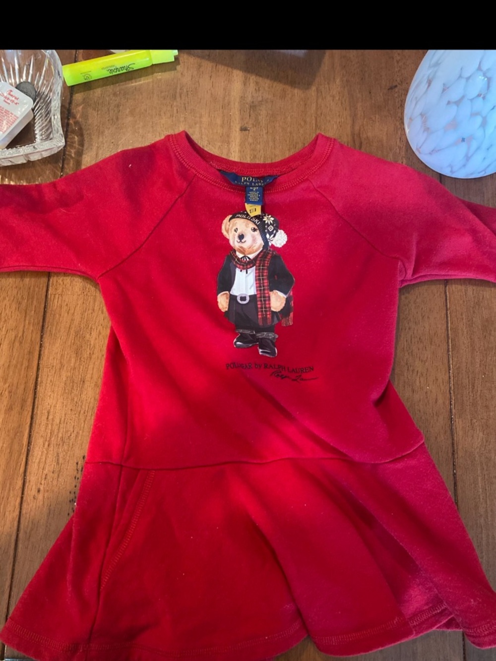 Polo by Ralph Lauren Red Bear Graphic Kids Dress